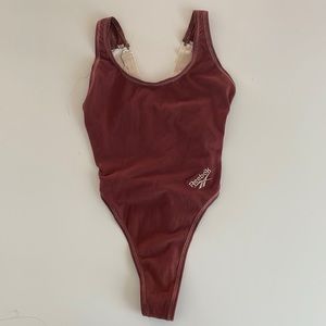 vintage Reebok high cut bodysuit leotard